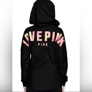 PINK Victoria's Secret Black V‑Neck Criss cross Pullover Hoodie